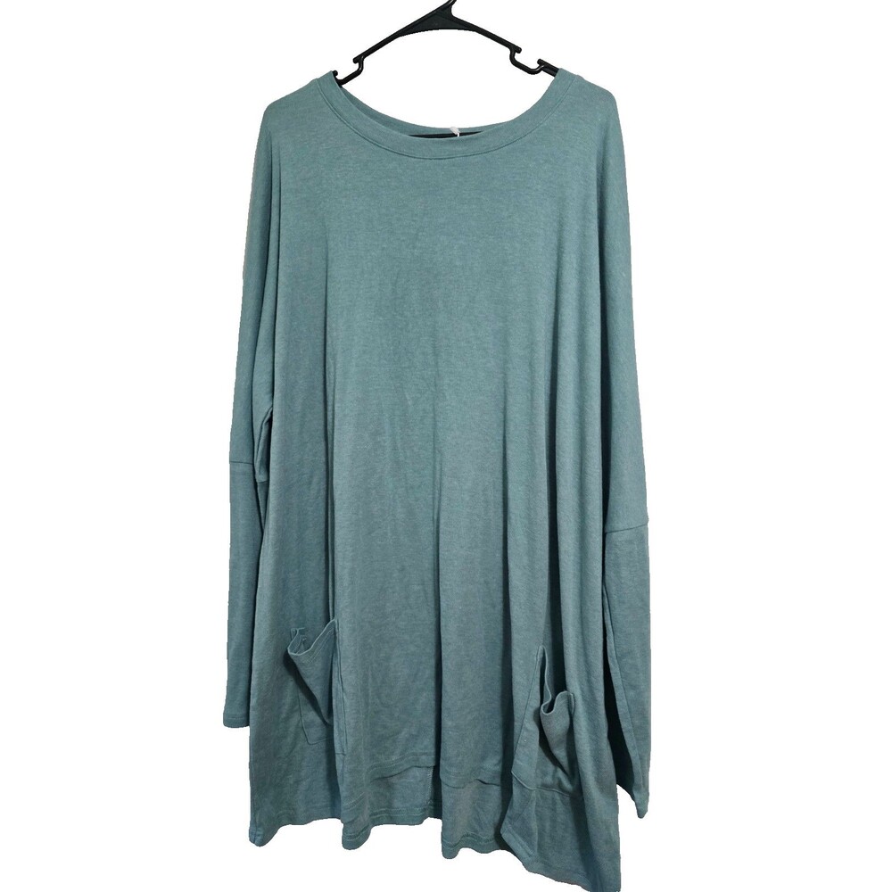 Poetsky Size 2X Womens Tunic Top Lagenlook Front Pockets Knit Blouse NWT